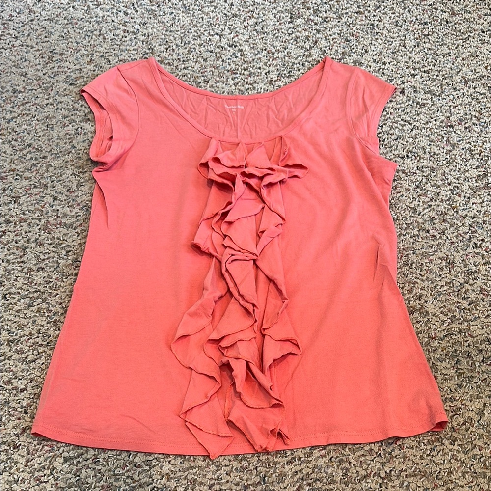 Women's Coral Ruffle Top